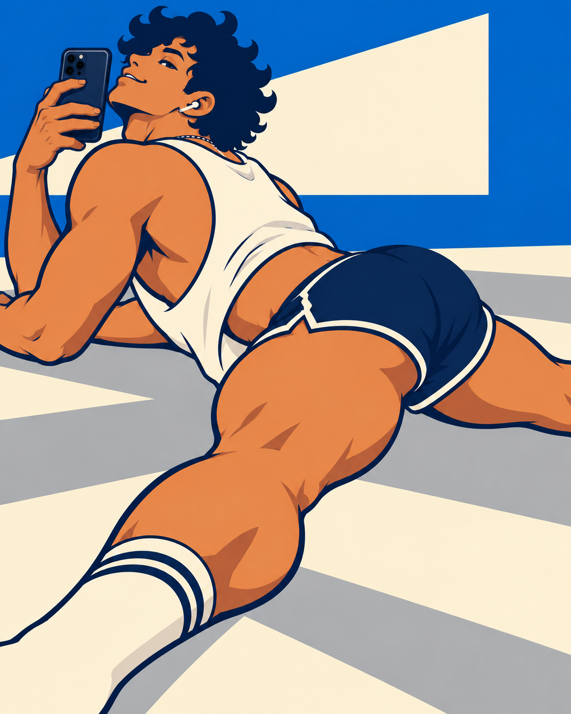 Alex posing during a gym stretch.
